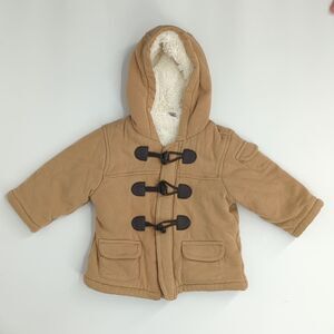 Baby Gap Newborn 6-12 Months Furry Lined Tan Coat with Toggle Buttons Cotton